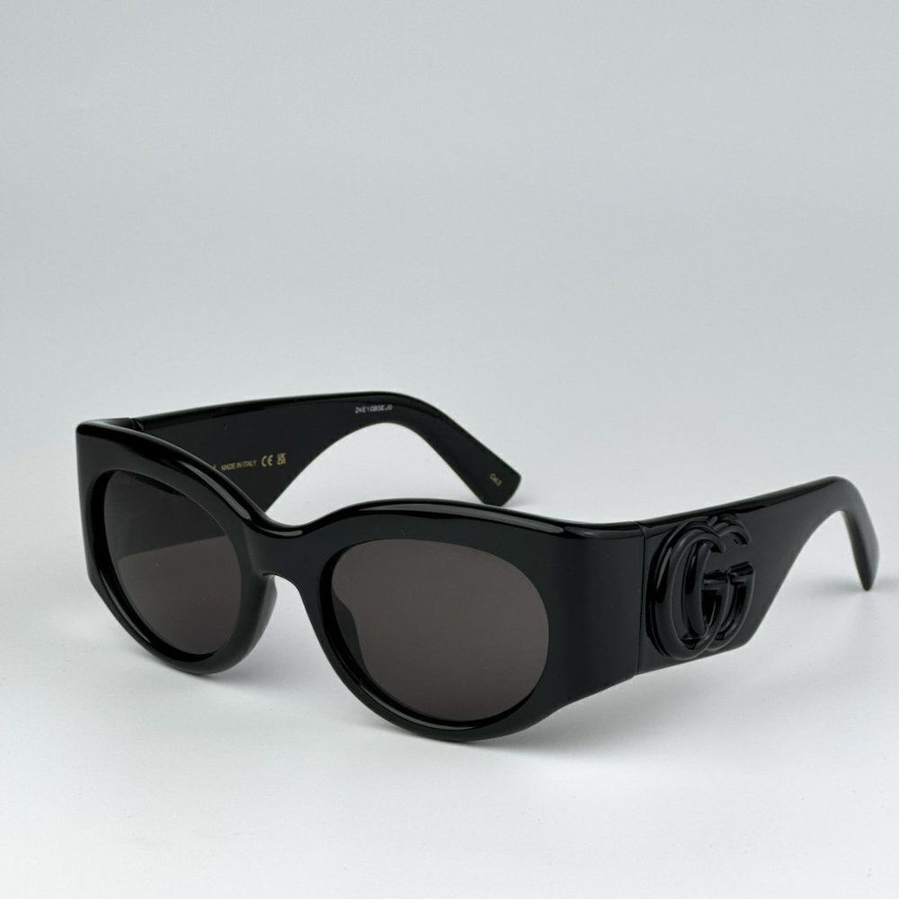 New Gucci Gg1544s 001 Black Grey Unisex Oval Sunglasses Gg 1544s
